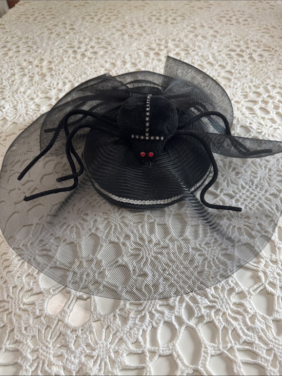 Department 56 Other - Black Spider Accent Fascinator Hat - Unbranded